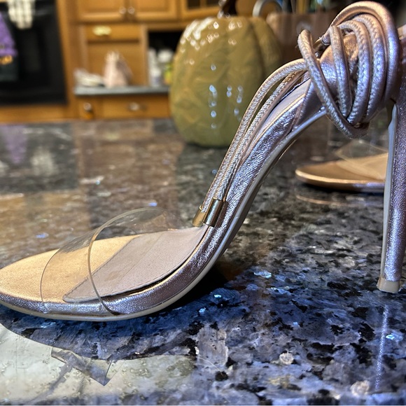 COPY - Steve Madden Lyla Rose Gold Leather Lucite Lace-Up Heels size 7.5 - Picture 3 of 8